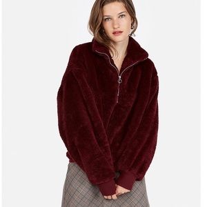 Express Fuzzy Fleece Quarter Zip Sweatshirt